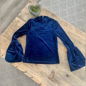 EUC-Beautiful Blue Velvet like Top